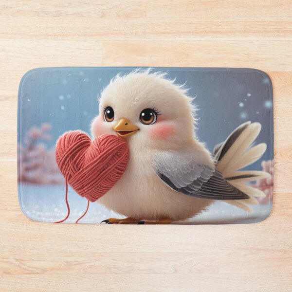 Item preview, Cute Shima Enaga Holding a Heart – Kawaii Winter Bird designed and sold by LEO'S CREATURE　れおずくりーちゃー.