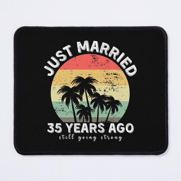 Item preview, Vintage - Just Married 35 Years Ago, 35th Wedding Anniversary for Couple Men & Women designed and sold by Mozaic Clothes.
