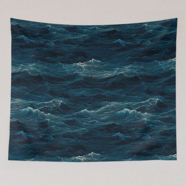 Item preview, ocean waves seamless pattern, artwork, home decor designed and sold by pmakesArt.