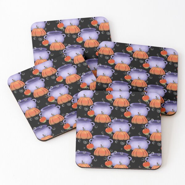 Item preview, Halloween Pumpkin and Caldron Pattern on Black designed and sold by Artistestella.