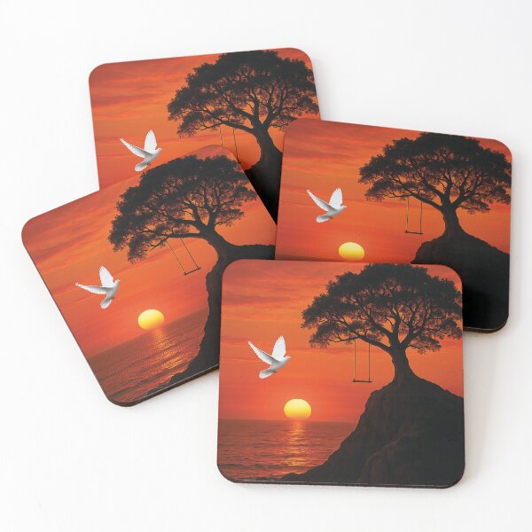 Item preview, romantic sunset by the sea, dove of peace designed and sold by Mauswohn.