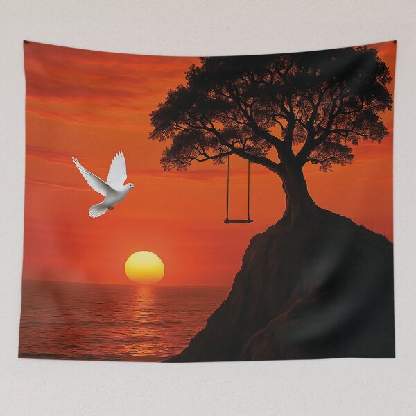 Item preview, romantic sunset by the sea, dove of peace designed and sold by Mauswohn.