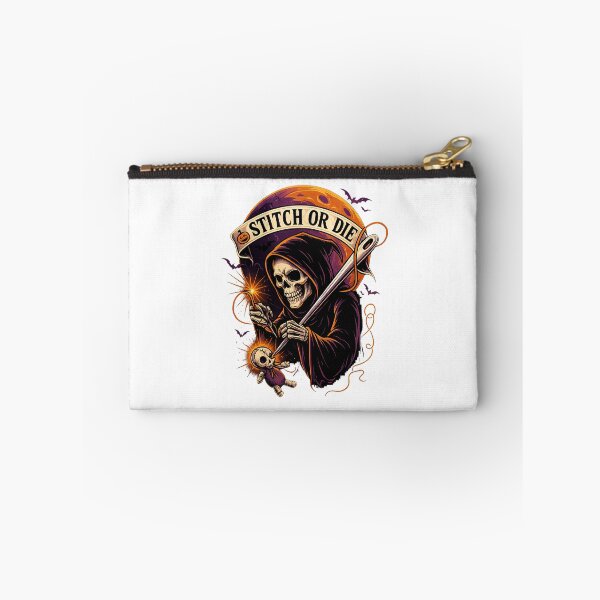 Item preview, STITCH OR DIE – Gothic Halloween Skeleton Tailor Logo designed and sold by MujernDesignArt.