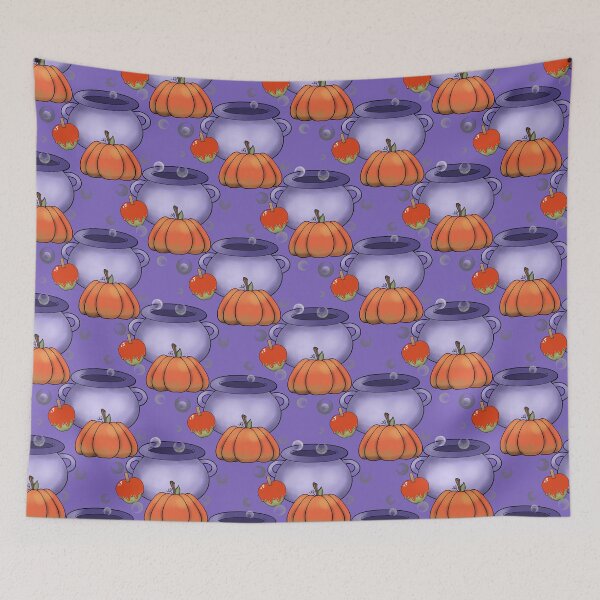 Item preview, Halloween Pumpkin and Caldron Pattern on Purple designed and sold by Artistestella.