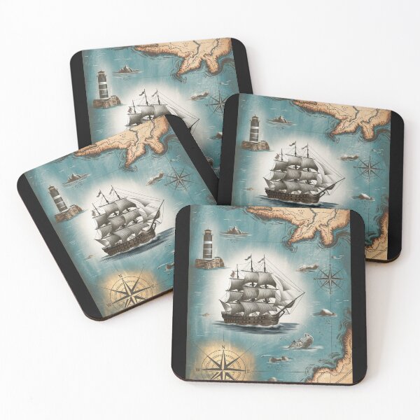 Item preview, Vintage Nautical Map with Lighthouse Art designed and sold by Shop9999.