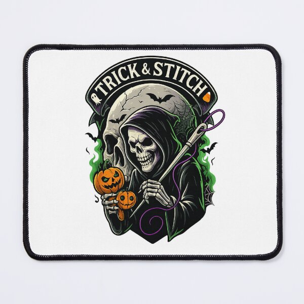 Item preview, TRICK & STITCH – Spooky Halloween Tailor Skull Logo designed and sold by MujernDesignArt.