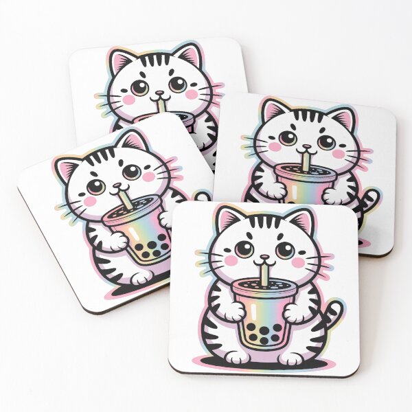 Item preview, Boba Buddy as Cute Cat Sipping Happiness designed and sold by CrystalCove11.