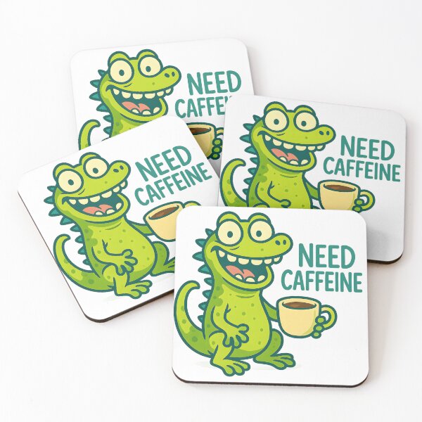 Item preview, Need caffeine - Meme of a lizard holding cup of coffee or espresso designed and sold by SassyArtistry.