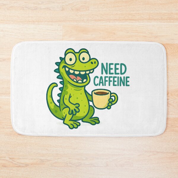 Item preview, Need caffeine - Meme of a lizard holding cup of coffee or espresso designed and sold by SassyArtistry.