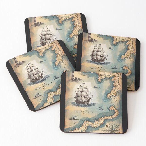 Item preview, Vintage Nautical Map with Sea Monster designed and sold by Shop9999.
