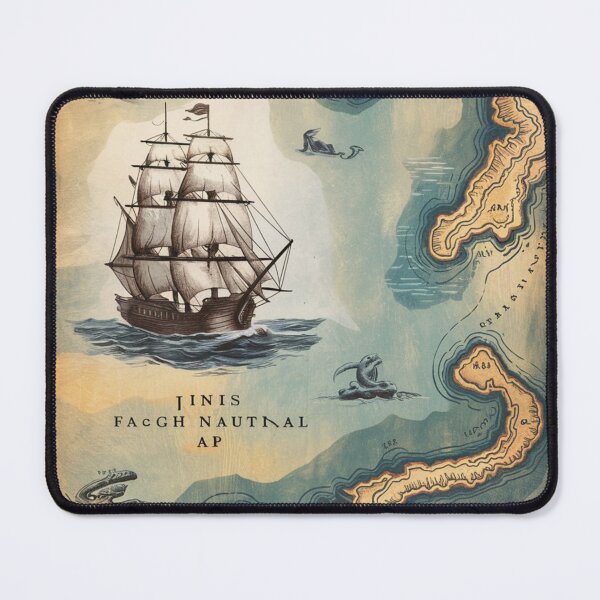 Item preview, Vintage Nautical Map with Sea Monster designed and sold by Shop9999.