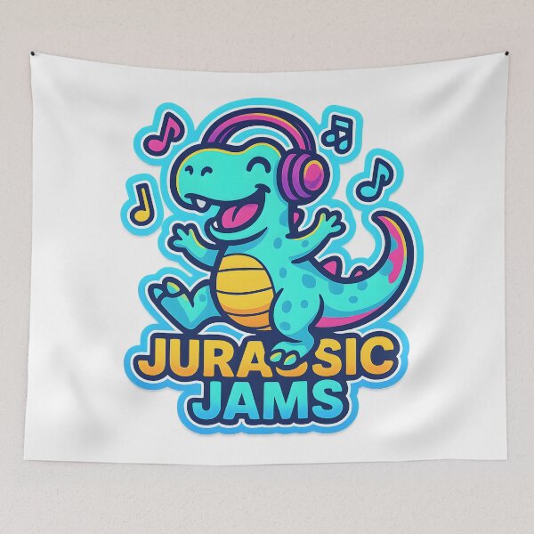 Item preview, T Rex Dinosaur Jurassic Jams - Meme of a blue lizard listening to music designed and sold by SassyArtistry.