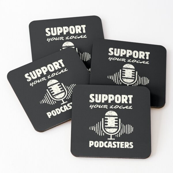Item preview, Support Your Local Podcasters Design with Sound Waves and Retro Mic designed and sold by SplashTastic.