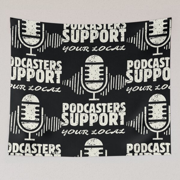 Item preview, Support Your Local Podcasters Design with Sound Waves and Retro Mic designed and sold by SplashTastic.
