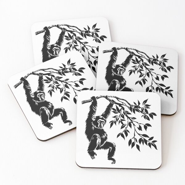 Item preview, Monkey Hanging from Tree | Jungle Animal Line Art Illustration designed and sold by inkoutninja.