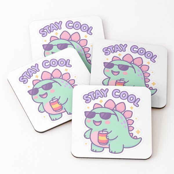 Item preview, Stay Cool - Meme of a cute baby dinosaur drinking soda designed and sold by SassyArtistry.