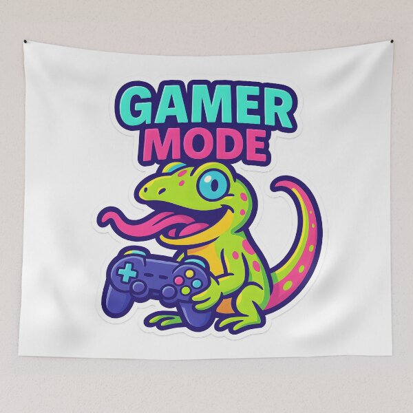 Item preview, Gamer Mode - Meme of a cute baby lizard with controller designed and sold by SassyArtistry.