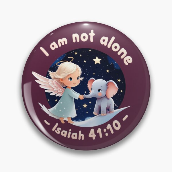 Item preview, I Am Not Alone – Isaiah 41:10 Bible Verse Art, Cute Angel and Baby Elephant Illustration, Christian Encouragement Gift, Kawaii Faith & Mental Health Comfort designed and sold by AmenAlways.