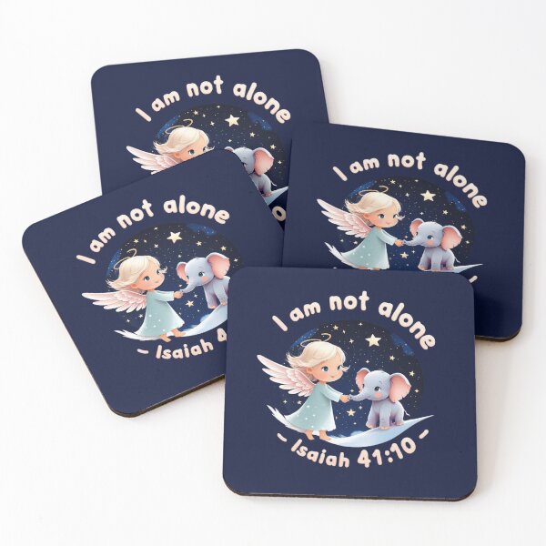Item preview, I Am Not Alone – Isaiah 41:10 Bible Verse Art, Cute Angel and Baby Elephant Illustration, Christian Encouragement Gift, Kawaii Faith & Mental Health Comfort designed and sold by AmenAlways.
