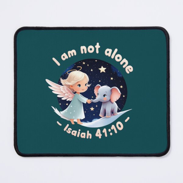 Item preview, I Am Not Alone – Isaiah 41:10 Bible Verse Art, Cute Angel and Baby Elephant Illustration, Christian Encouragement Gift, Kawaii Faith & Mental Health Comfort designed and sold by AmenAlways.
