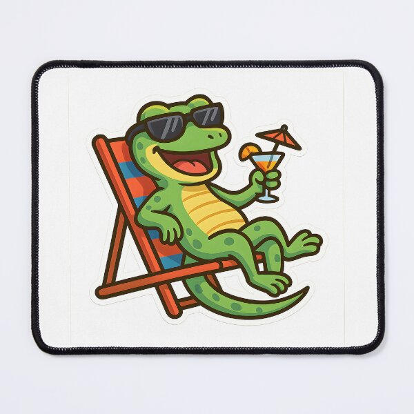 Item preview, Stay Hydrated - Meme of a cute baby lizard drinking on beach vacation designed and sold by SassyArtistry.