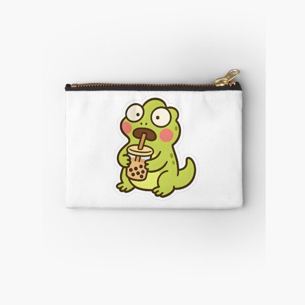 Item preview, Shocked lizard face - Meme of a baby lizard drinking bubble tea designed and sold by SassyArtistry.