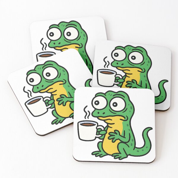 Item preview, Need caffeine - Meme of trembling lizard holding cup of coffee or espresso designed and sold by SassyArtistry.