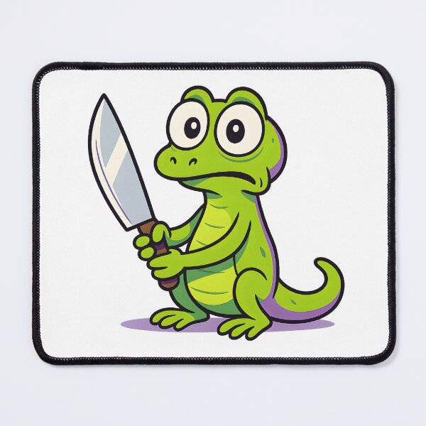 Item preview, Funny Cartoon Lizard Meme With Knife designed and sold by SassyArtistry.