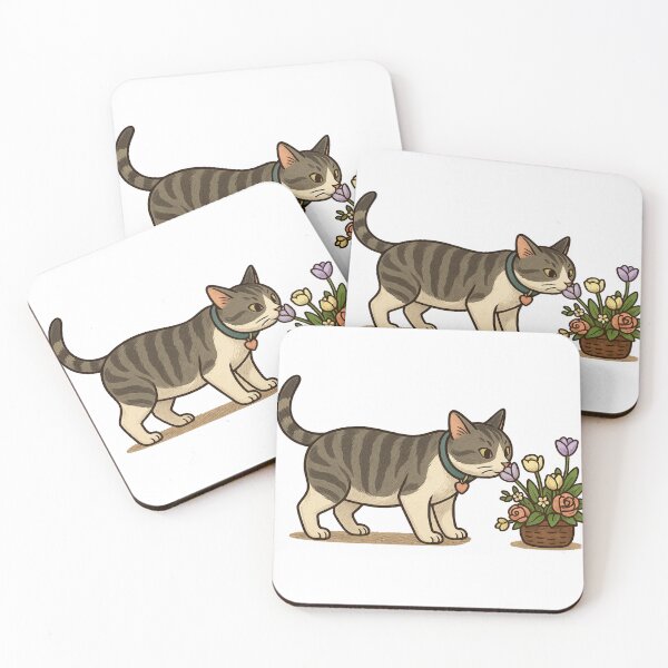Item preview, domestic cat smell a flower designed and sold by NettoShop.