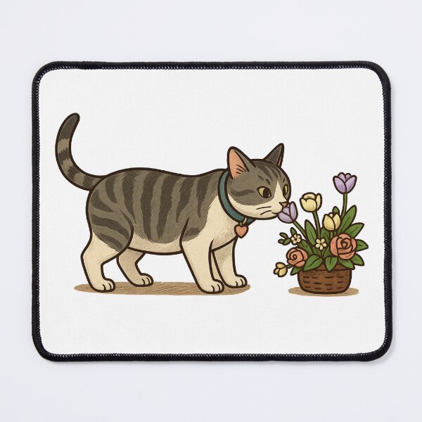 Item preview, domestic cat smell a flower designed and sold by NettoShop.