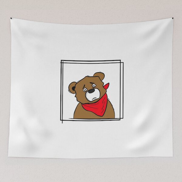 Item preview, Sad Bear with Red Bandana Sticker designed and sold by BubbleDream Art .