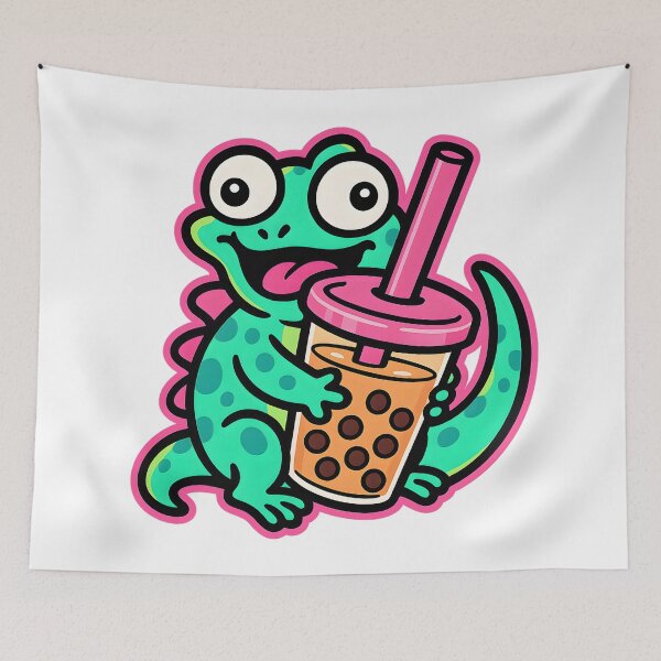 Item preview, Funny Cartoon Lizard Meme With Boba Tea designed and sold by SassyArtistry.