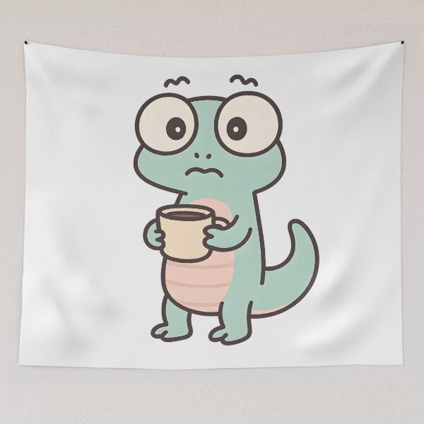 Item preview, Cute Lizard Meme Holding Coffee Cup designed and sold by SassyArtistry.