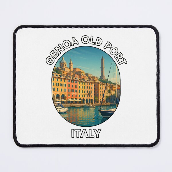 Item preview, Genoa Old Port Italy – Scenic Waterfront Marina Illustration designed and sold by inkNext.