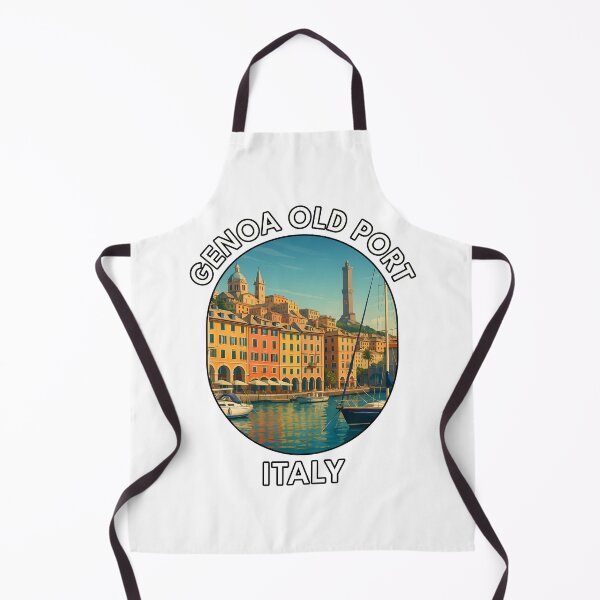 Item preview, Genoa Old Port Italy – Scenic Waterfront Marina Illustration designed and sold by inkNext.