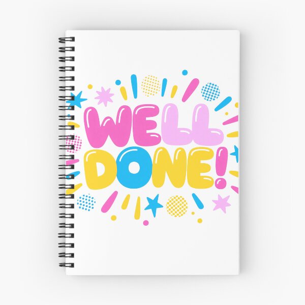 Item preview, Well Done Typography Bright Pink Yellow Blue Stars Fireworks Fun Colorful Celebration Cheerful Positive Energetic Achievement Motivation designed and sold by Mimoshi ⭐⭐⭐⭐⭐.