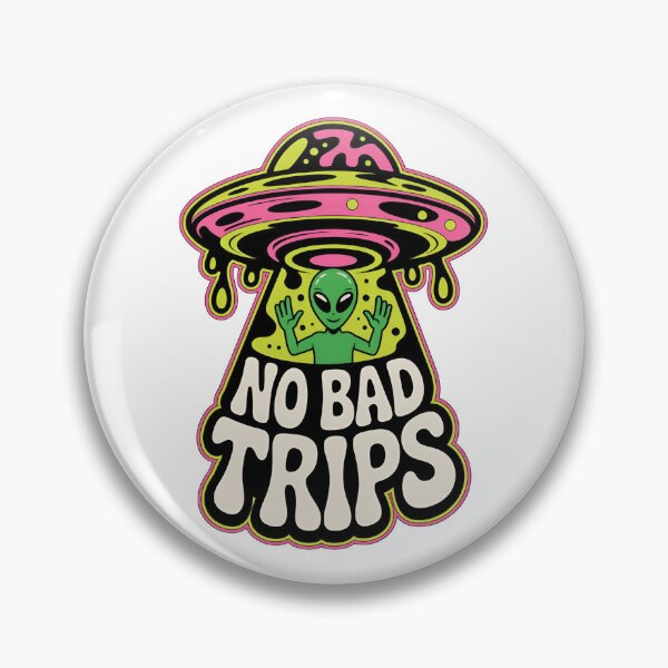 Item preview, Psychedelic Alien UFO. No Bad Trips Retro Trippy Design. Stickers. designed and sold by Aknarin Thika.