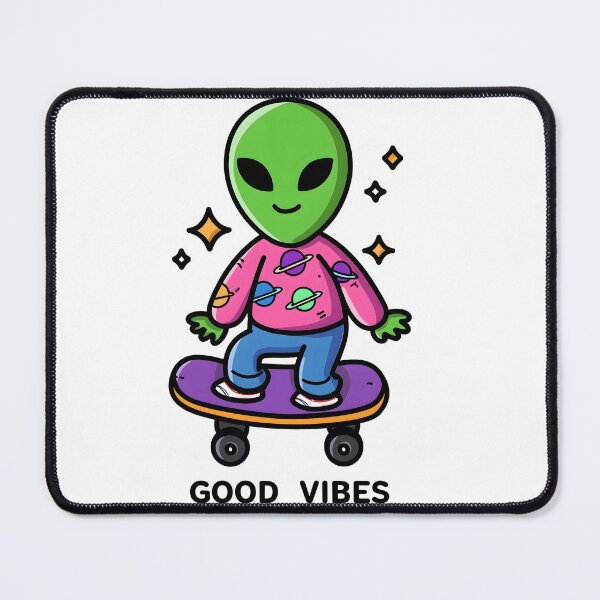 Item preview, Groovy Alien Skateboarding Sticker designed and sold by BubbleDream Art .