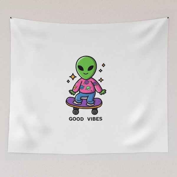 Item preview, Groovy Alien Skateboarding Sticker designed and sold by BubbleDream Art .