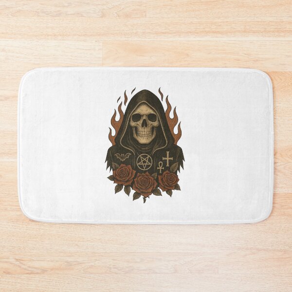 Item preview, Gothic Grim Reaper Skull Flames Roses Dark Occult Artwork designed and sold by Fleetwood1994.