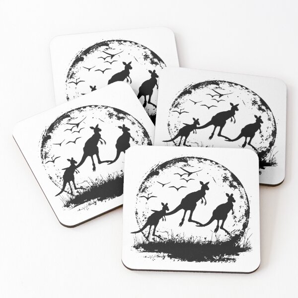 Item preview, Kangaroo Silhouette in Moonlight | Australian Wildlife Nature Art designed and sold by inkoutninja.