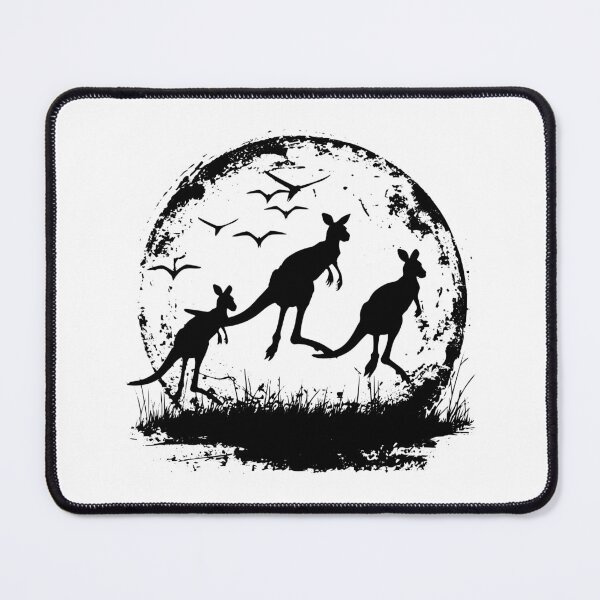 Item preview, Kangaroo Silhouette in Moonlight | Australian Wildlife Nature Art designed and sold by inkoutninja.