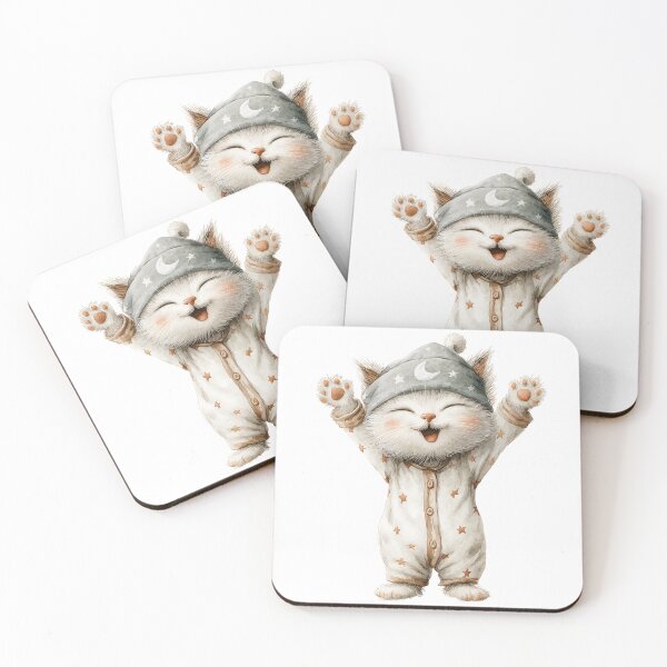 Item preview, Cute Cat in Pajamas Sticker designed and sold by BubbleDream Art .