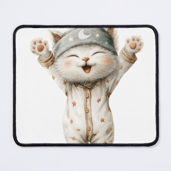Item preview, Cute Cat in Pajamas Sticker designed and sold by BubbleDream Art .