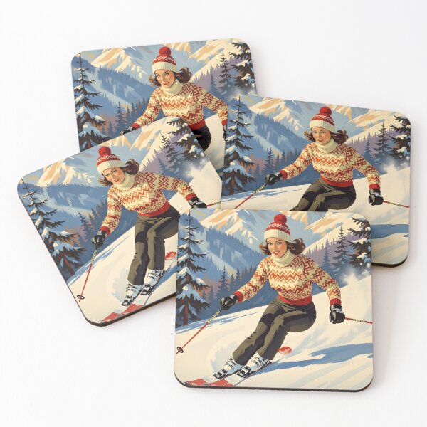 Item preview, I’d Rather Be Skiing – Retro 1950s Slalom Poster designed and sold by MooLaLa.Store.