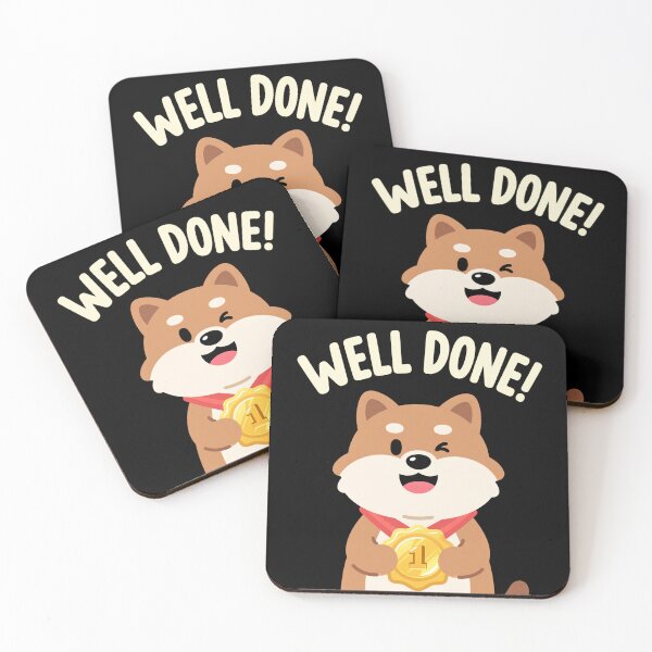 Item preview, Well Done Cute Shiba Inu Dog Holding Gold Medal Number One Cartoon Illustration Success Celebration Achievement Victory Motivation designed and sold by Mimoshi ⭐⭐⭐⭐⭐.