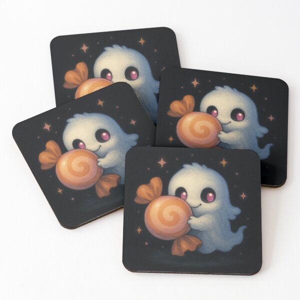 Item preview, Cute little ghost holding a snail-shaped candy designed and sold by FluffyGallery.