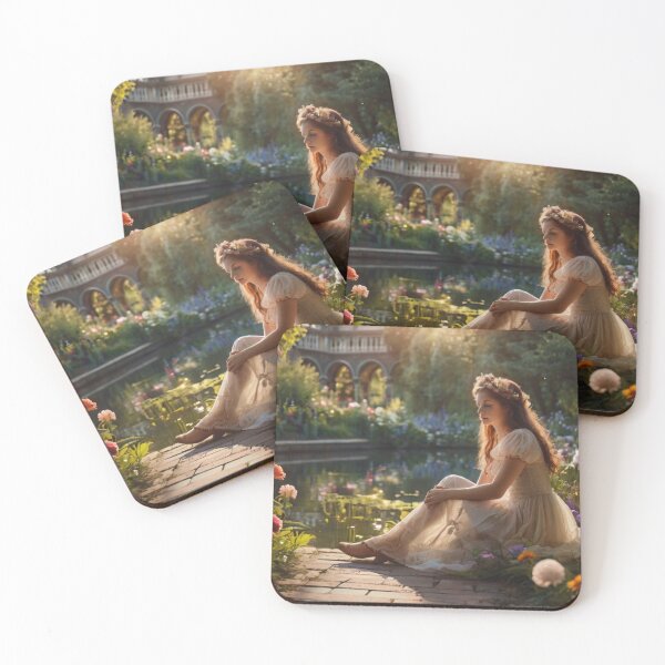 Artikelvorschau, Victorian Woman by the Garden Pond Artprint entworfen und verkauft von BlareBlare.