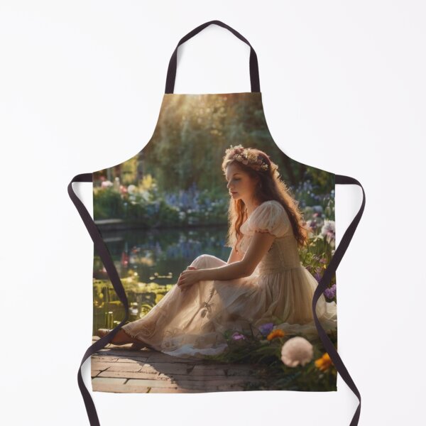 Aperçu de l'œuvre Victorian Woman by the Garden Pond Artprint créée et vendue par BlareBlare.