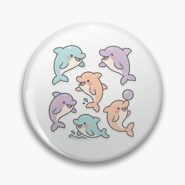 Item preview, Cute Kawaii Dolphin Illustration Set designed and sold by SassyArtistry.
